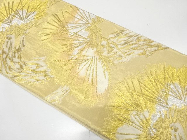 SALE!! JAPANESE KIMONO / ANTIQUE FUKURO OBI / SILK / WOVEN PINE / BY HATTORI ORIMONO