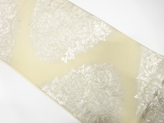 SALE!! JAPANESE KIMONO / ANTIQUE FUKURO OBI / SILK / WOVEN PEONY