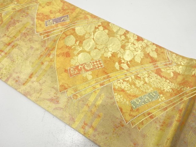 SALE!! JAPANESE KIMONO / ANTIQUE FUKURO OBI / SILK / WOVEN BOOK & FLOWERS