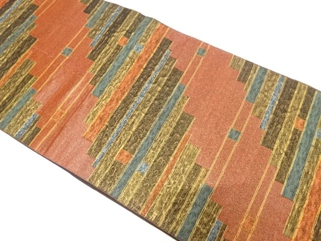 SALE!! Antique Woven pouch obi with horizontal tiered pattern (Material)