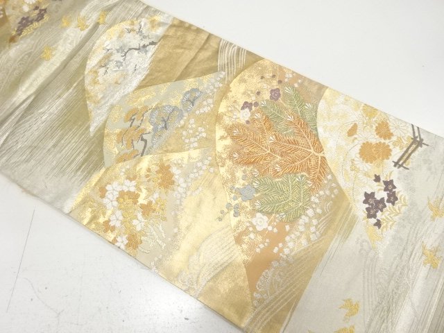 SALE!! Antique Makie lacquer-work foil, woven pouch obi (material) with design of young