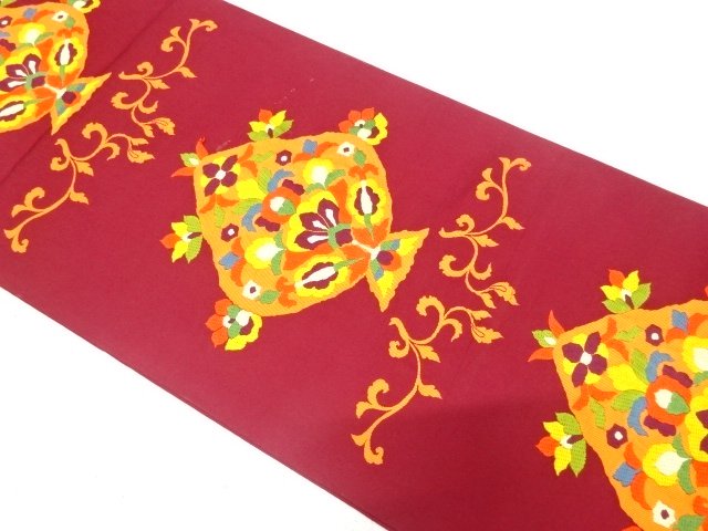 SALE!! Antique Woven pouch obi with floral chintz pattern (Material)