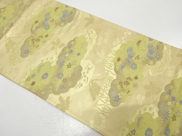SALE!! JAPANESE KIMONO / ANTIQUE FUKURO OBI / SILK / WOVEN FLORAL PLANTS