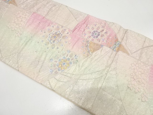 SALE!! JAPANESE KIMONO / ANTIQUE FUKURO OBI / SILK / WOVEN FLOWER