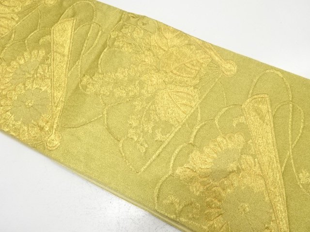 SALE!! JAPANESE KIMONO / ANTIQUE FUKURO OBI / SILK / WOVEN FOLDING FAN PATTERN