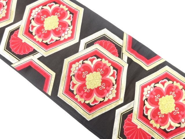 SALE!! JAPANESE KIMONO / ANTIQUE FUKURO OBI / SILK / WOVEN FLORAL CREST