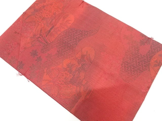 JAPANESE NAGOYA OBI / UNUSED / CHIKUZEN HAKATA / WOVEN FLOWER
