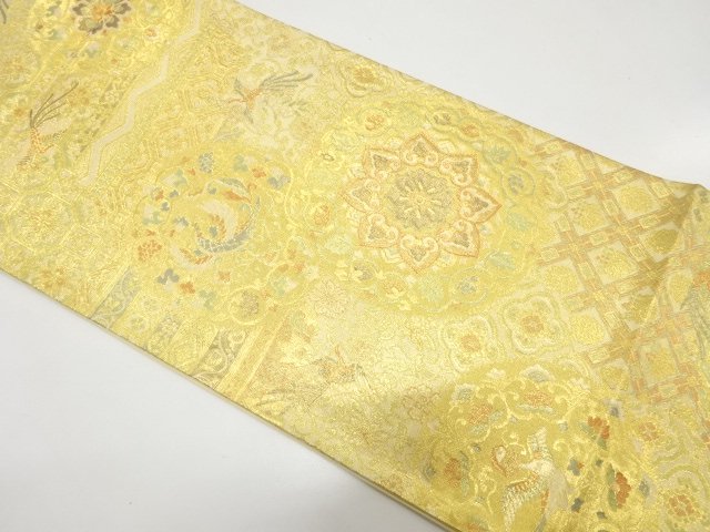 SALE!! JAPANESE KIMONO / UNUSED GOLD THREAD / HOUOU (PHOENIX) / FLOWER PATTER