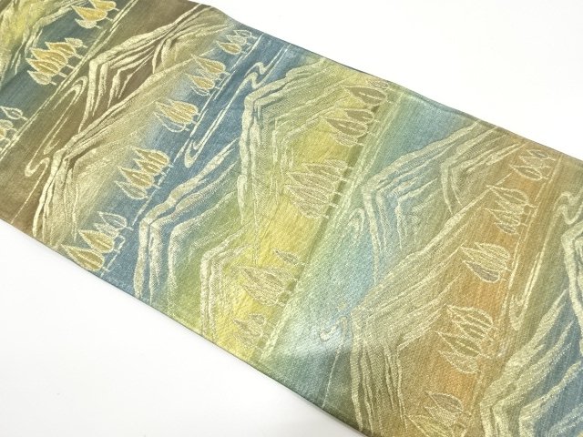 JAPANESE KIMONO / WEAVING A TREE PATTERN A DISTANT MOUNTAIN FUKURO OBI