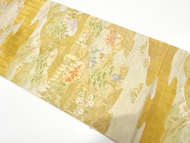 JAPANESE KIMONO / UNUSED HATTORI ORIMONO YASHIKI LANDSCAPE PATTERN WEA
