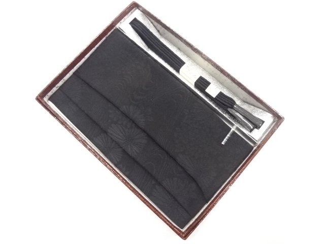 JAPANESE KIMONO / UNUSED FOR MOURNING HAND-TIED OBIJIME / OBIAGE SET