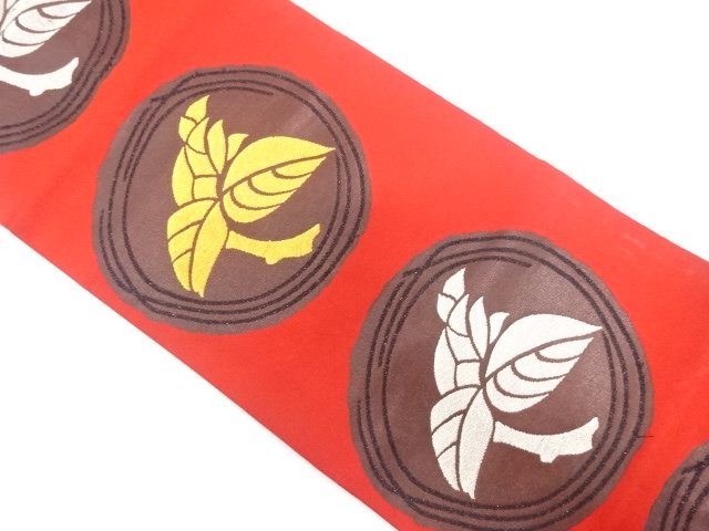 SALE!! JAPANESEKIMONO / ANTIQUE HANAMARU PATTERN WOVEN NAGOYA OBI (WEARABLE)
