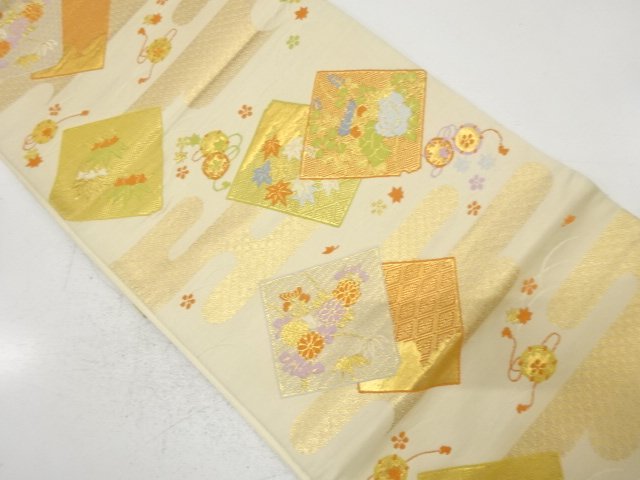 SALE!! JAPANESE KIMONO / ANTIQUE FUKURO OBI / WOVEN FLOWER