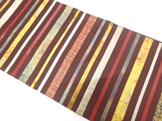 SALE!! JAPANESE KIMONO / HORIZONTAL BAND / WOVEN FLORAL PATTERN HIRAKI NAGOYA
