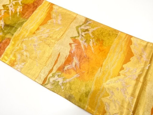 SALE!! JAPANESE KIMONO / ANTIQUE TOYAMA PATTERN WOVEN FUKURO OBI (MATERIALS)