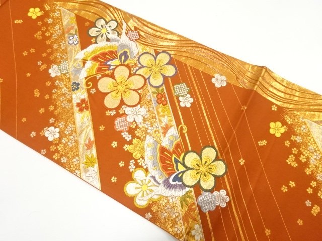 SALE!! JAPANESE FUKURO OBI FOR FURISODE / WOVEN SAKURA & BUTTERFLY