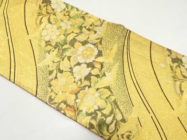 SALE!! JAPANESE FUKURO OBI FOR FURISODE / WOVEN FLOWER & BIRD