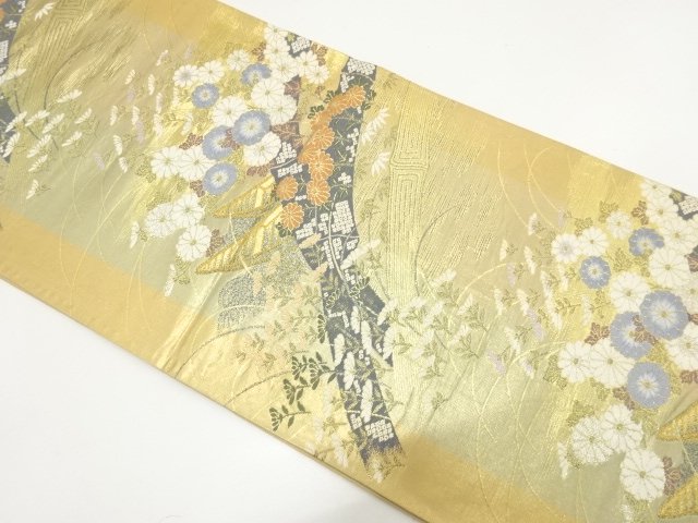 SALE!! JAPANESE KIMONO / FUKURO OBI / WOVEN KIKU & BABMOO GRASS
