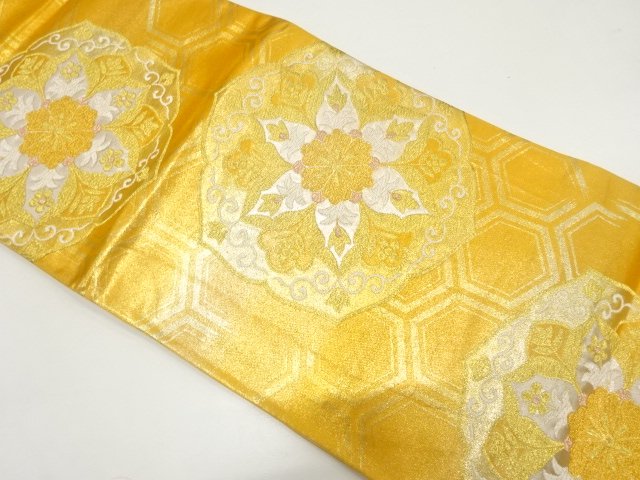 SALE!! JAPANESE KIMONO / ANTIQUE HANAMON ORI-DASHI FUKURO OBI (MATERIALS)