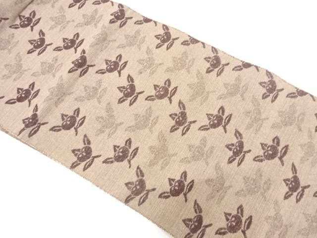 SALE!! JAPANESEKIMONO / ANTIQUE TSUMUGI TACHIBANA PATTERN WOVEN NAGOYA OBI (W
