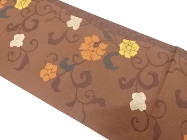 SALE!! JAPANESE FUKURO OBI / WOVEN FLOWER ARABESQUE