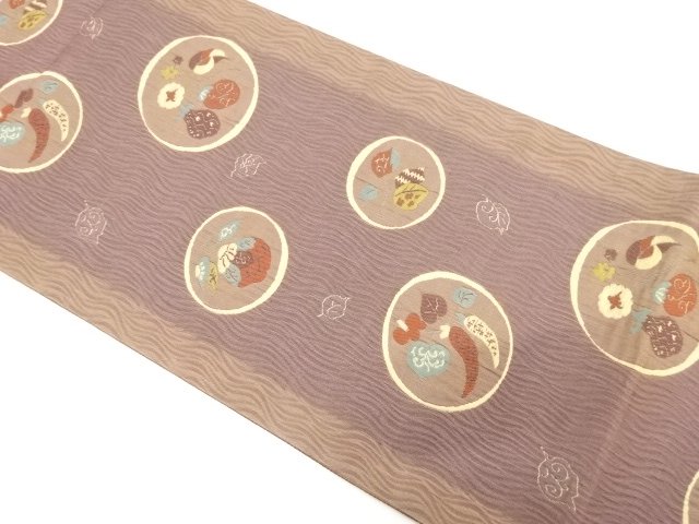 SALE!! JAPANESE KIMONO / ANTIQUE FUKURO OBI / WOVEN FRUITS