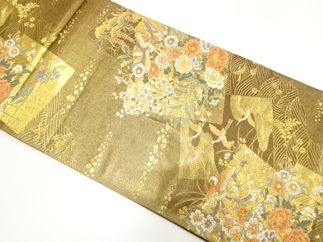 SALE!! JAPANESE FUKURO OBI / WOVEN PINE & KIKU