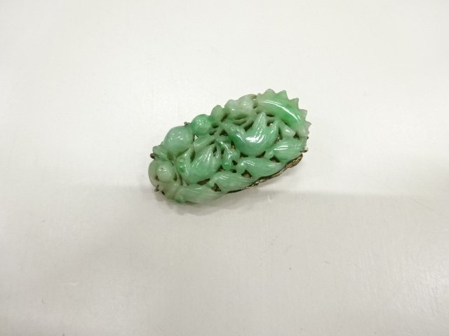SALE!! JAPANESE KIMONO / ANTIQUE JADE OBIDOME (SASH CLIP)