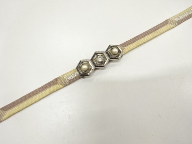 SALE!! JAPANESE KIMONO / ANTIQUE ART DECO SPM / PEARL OBIDOME (SASH CLIP)・ SE