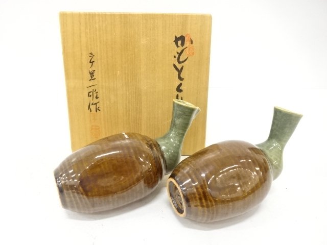 SALE!! JAPANESE POTTERY / KOSUGI WARE / SET OF TOKKURI SAKE BOTTLE / ARTISAN WORK 