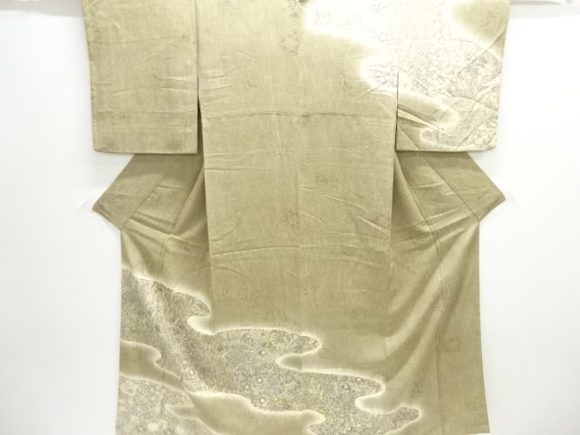 SALE!! JAPANESE KIMONO / HOMONGI / SILK / MIST & FLORAL PLANTS