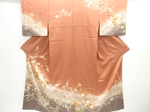 SALE!! JAPANESE KIMONO / HOMONGI / SILK / AUTUMN PLANTS