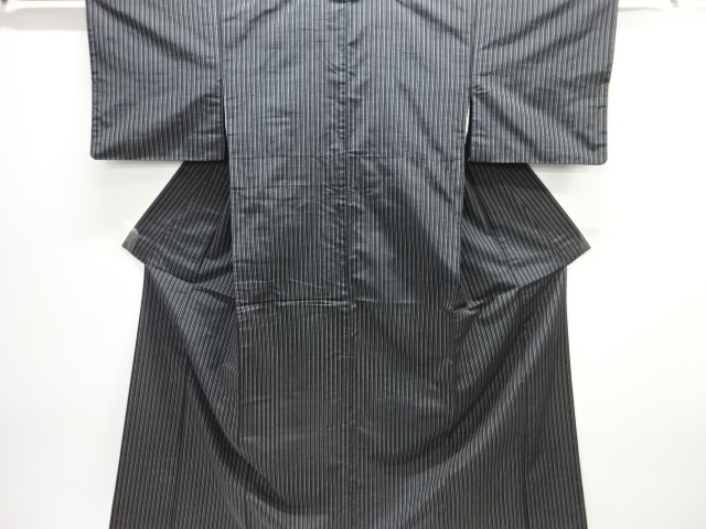 SALE!! JAPANESE KIMONO / ANTIQUE KIMONO / TAISHO ROMAN STYLE / SILK / TSUMUGI / WOVEN STRIPE