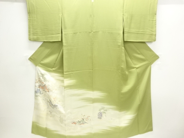SALE!! JAPANESE KIMONO / IRO-TOMESODE / JUKO-ORI / WOVEN PEOPLE IN THE HEIAN ERA