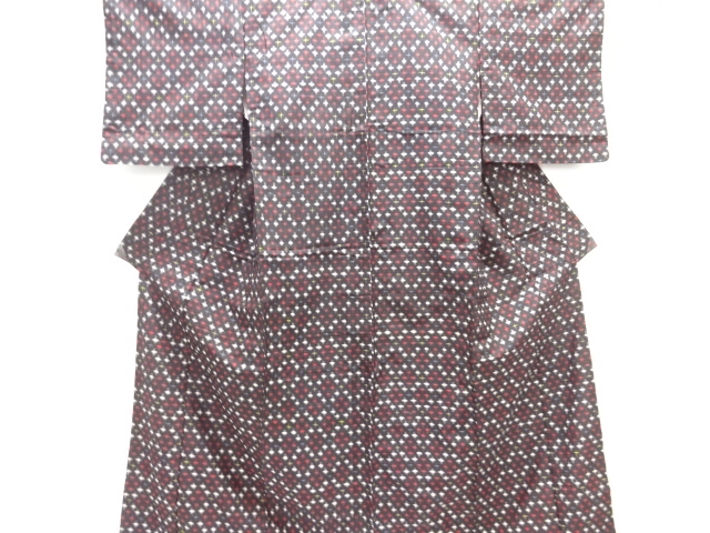 SALE!! JAPANESE KIMONO / ANTIQUE KIMONO / SILK / MEISEN / WOVEN CROSS KASURI PATTERN