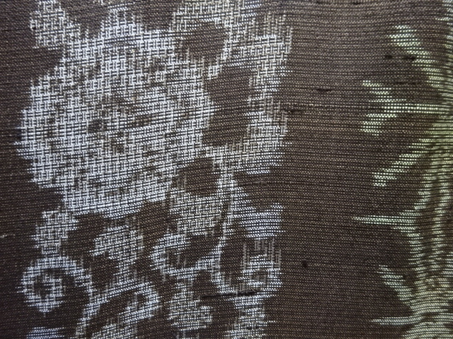 SALE!! JAPANESE KIMONO / ANTIQUE KIMONO / SILK / DORO OSHIMA TSUMUGI / WOVEN FLOWER