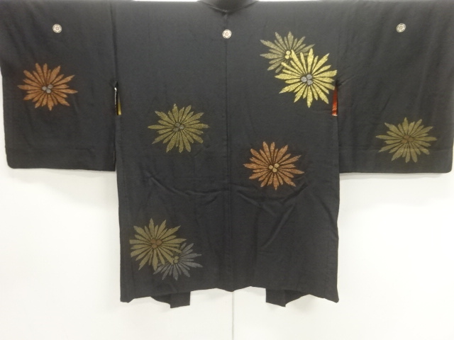 SALE!! JAPANESE KIMONO / ANTIQUE TAISHO-ROMAN / LACQUER / THREE-ROWED PATTERN