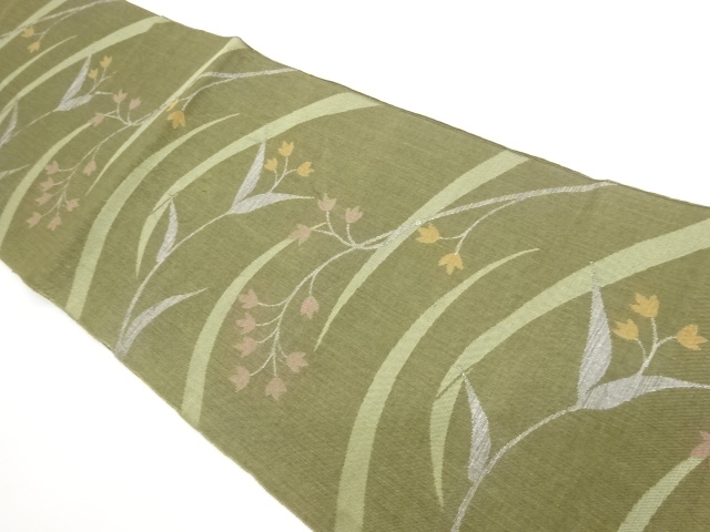 SALE!! JAPANESE KIMONO / KIMONO FOR SUMMER FLORAL PATTERN WOVEN NAGOYA OBI