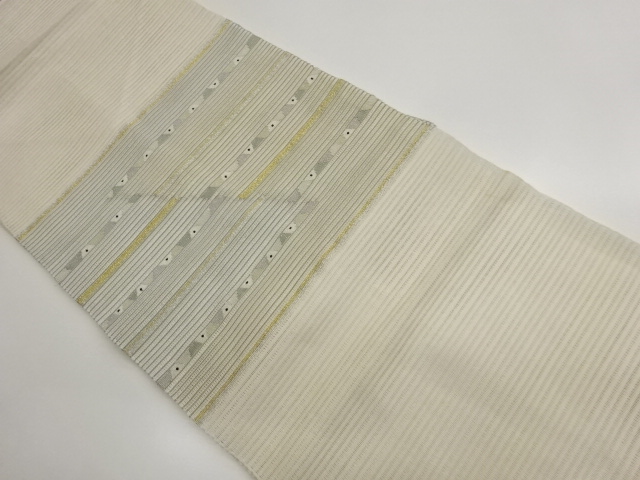 SALE!! JAPANESE KIMONO / RO-KAWARI HORIZONTAL STRIPE PATTERN WOVEN NAGOYA OBI