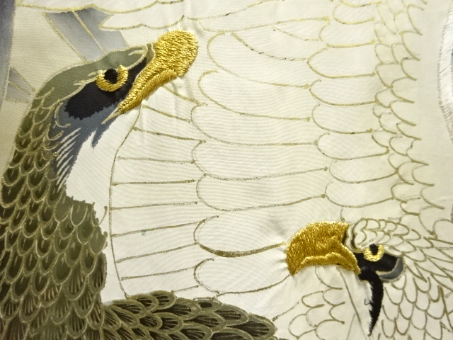 SALE!! JAPANESE KIMONO / ANTIQUE BOYS MON-TSUKI KIMONO / EAGLE / PINE-BAMBOO 