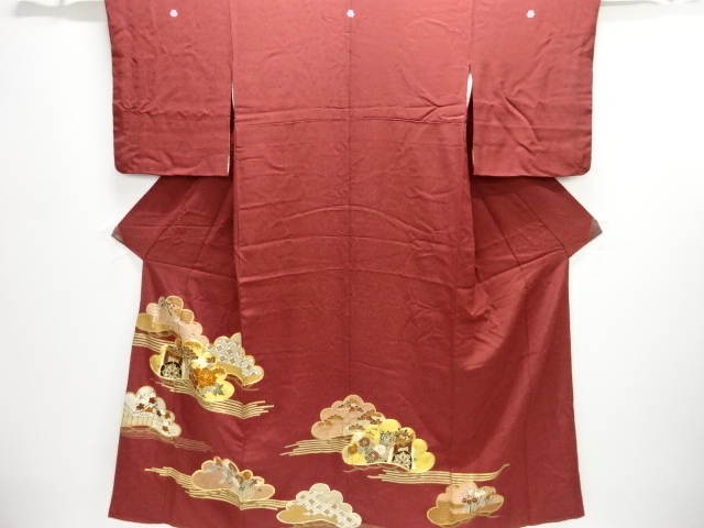 SALE!! JAPANESE KIMONO / IRO-TOMESODE / GOSHO CART / TREE CREST 