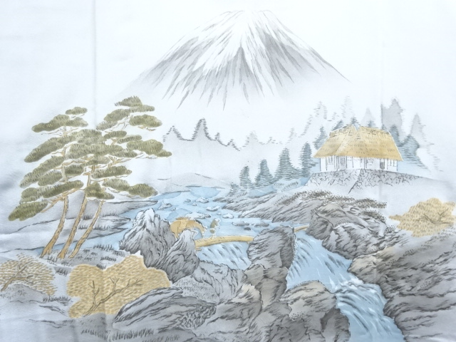 SALE!! JAPANESE KIMONO / ANTIQUE MENS JUBAN / SILK / SCENERY