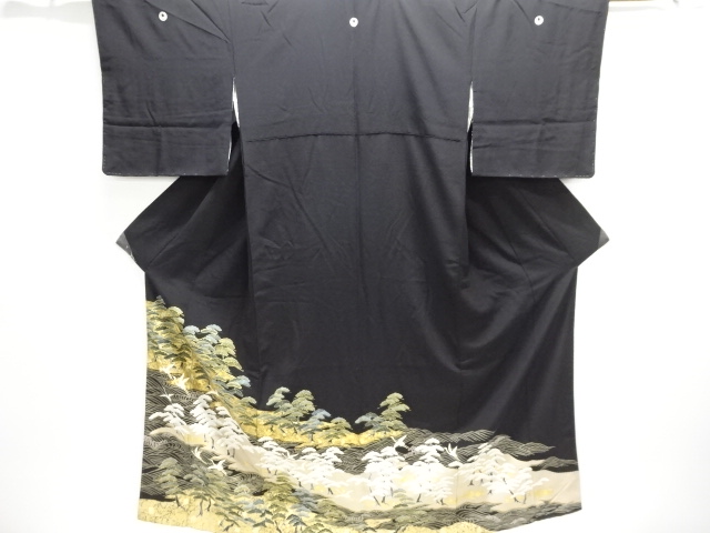 SALE!! JAPANESE KIMONO / TOMESODE / EMBROIDERY / PINE & CRANE