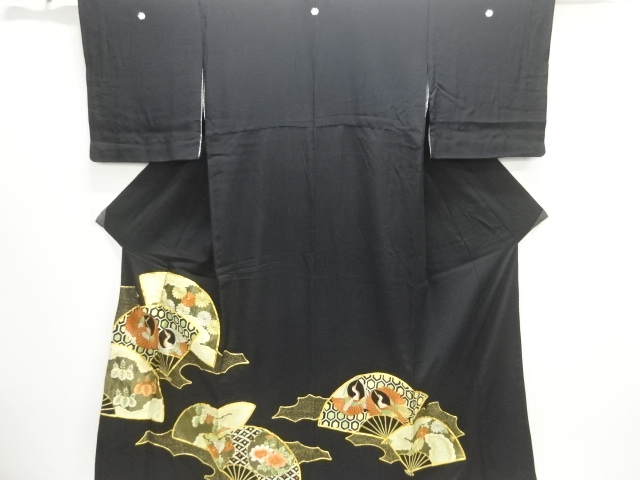 SALE!! JAPANESE KIMONO / TOMESODE / EMBROIDERY / CRANE & KIKU