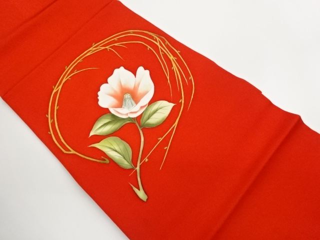 SALE!! JAPANESE KIMONO / NAGOYA OBI / SHIOZE / KINSAI / CAMELLIA 