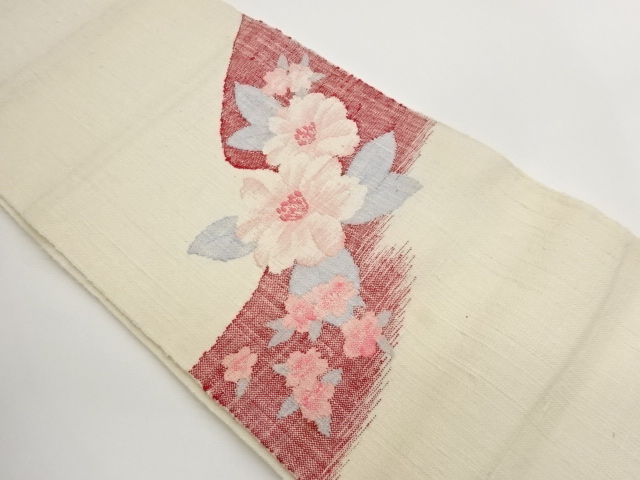 SALE!! JAPANESE KIMONO / NAGOYA OBI . TSUMUGI / WOVEN FLOWER 