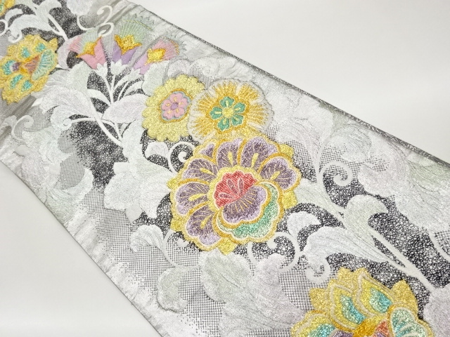 SALE!! JAPANESE FUKURO OBI / KARA-ORI / WOVEN FLOWER ARABESQUE