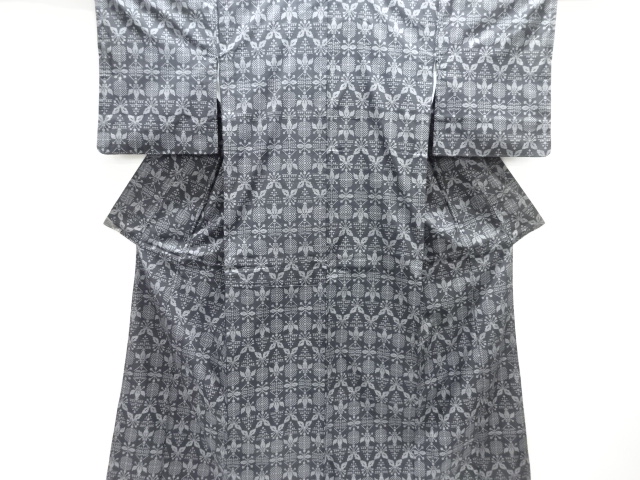 SALE!! JAPANESE KIMONO / DORO OSHIMA TSUMUGI (5 maruki) / WOVEN ABSTRACT