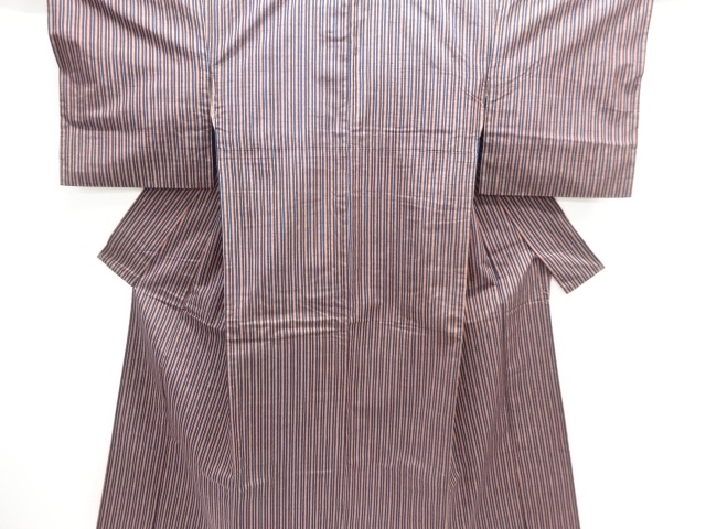 SALE!! JAPANESE KIMONO / ANTIQUE KIMONO / TSUMUGI / WOVEN STRIPE