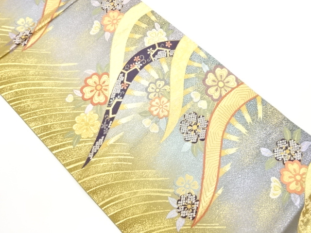 SALE!! JAPANESE KIMONO / FUKURO OBI / ASUKA NISHIKI / WOVEN WHEEL & SAKURA 
